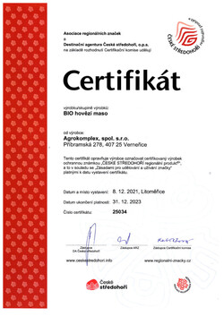 Certifik&aacute;t Česk&eacute; středohoř&iacute; region&aacute;ln&iacute; produkt